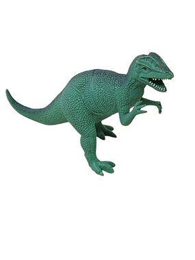 Dilophosaurus Dinosaur Figure Green Plastic Toy 1990s Vintage